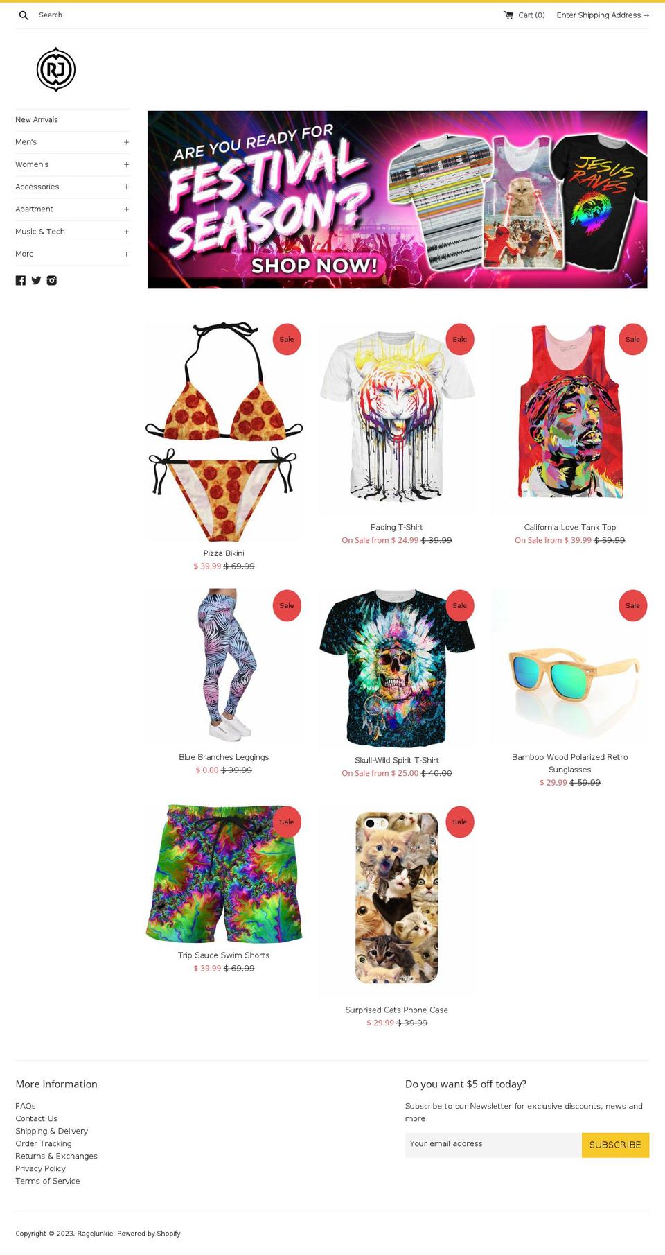 ragejunkie.com shopify website screenshot