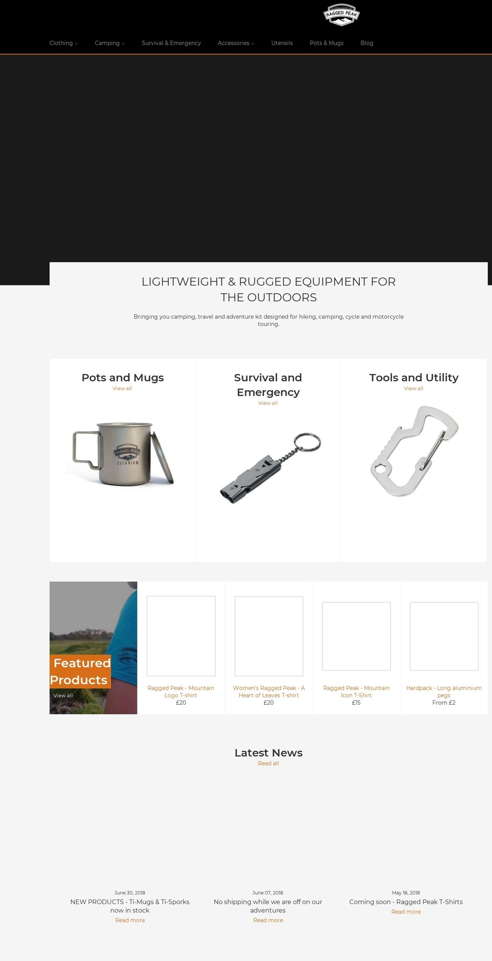 raggedpeak.com — Shopify storefront screenshot