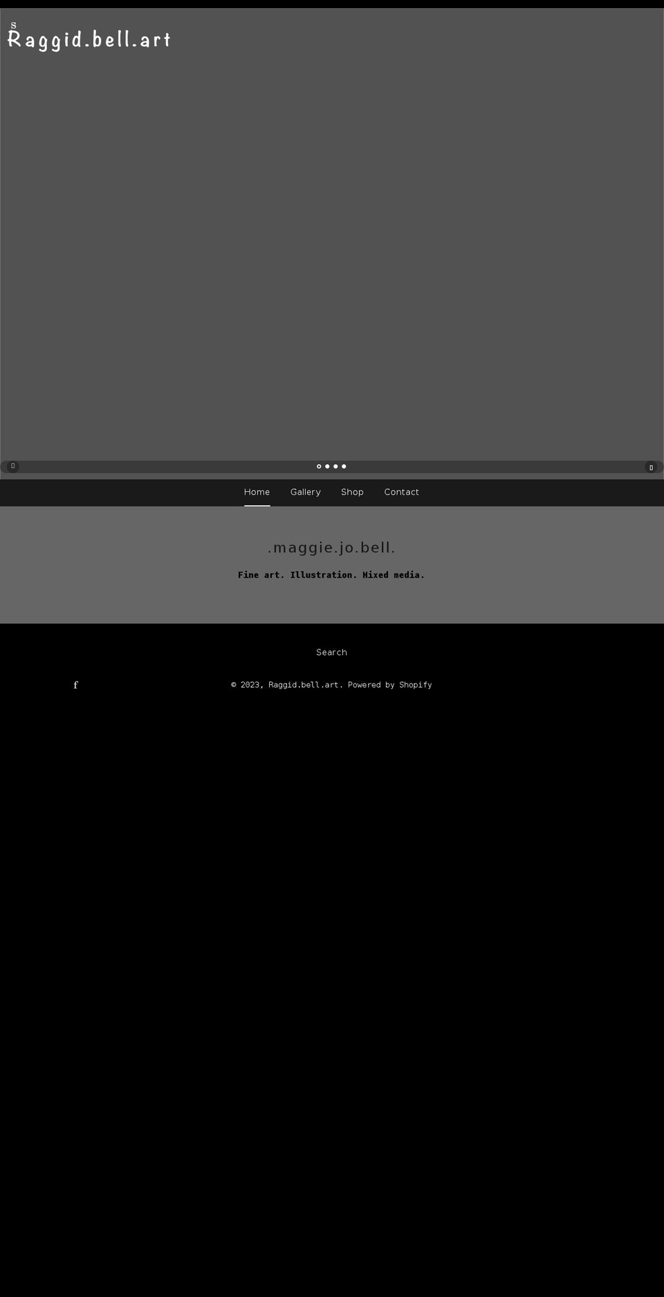 raggidbellart.com shopify website screenshot