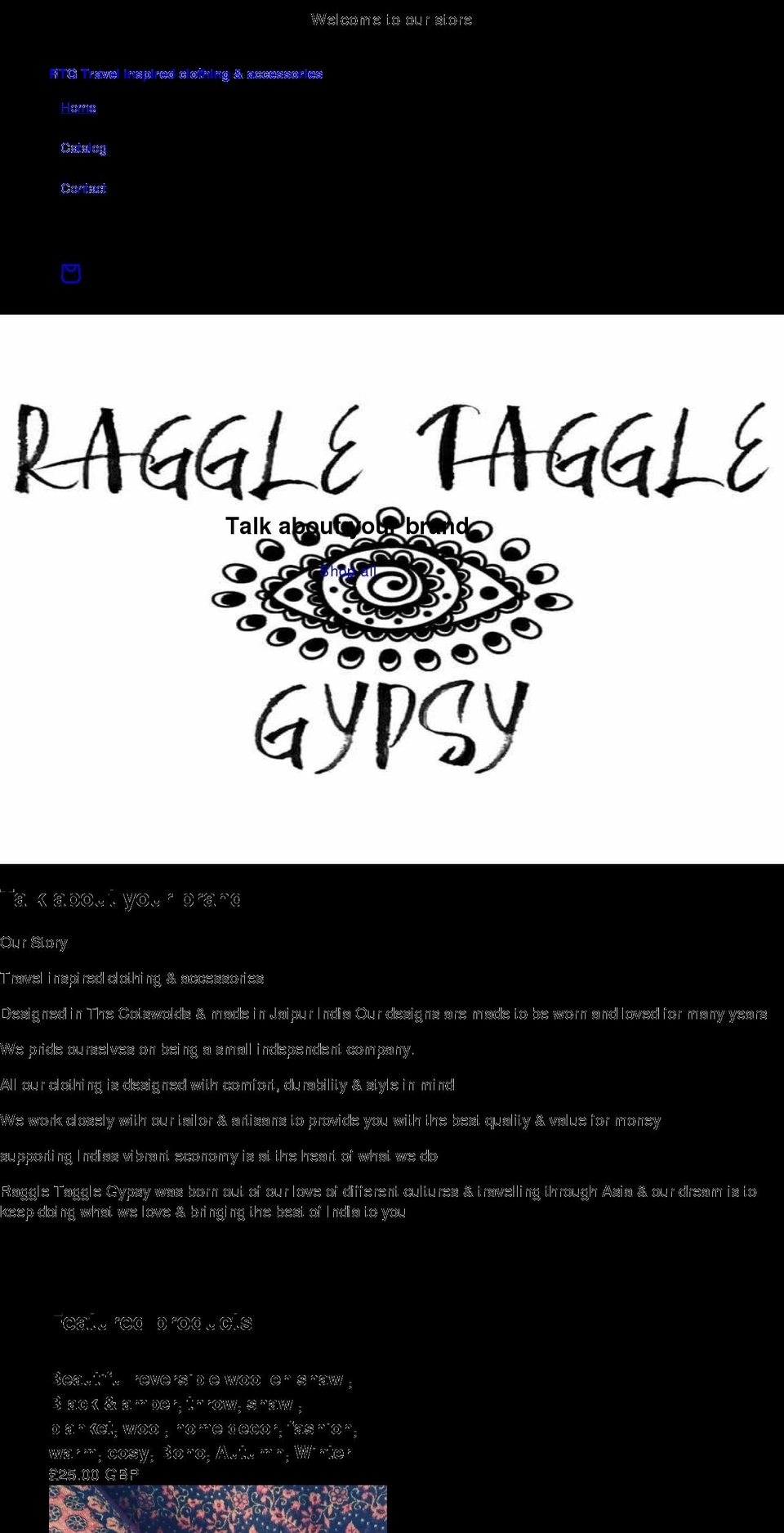 raggletagglegypsy.com shopify website screenshot