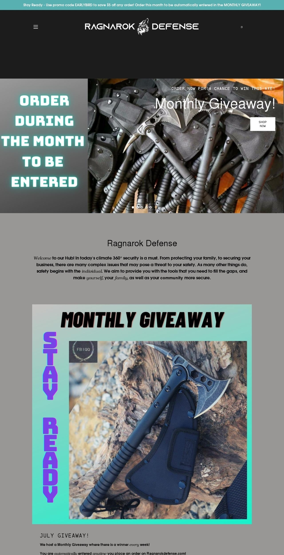 ragnarokdefense.com shopify website screenshot