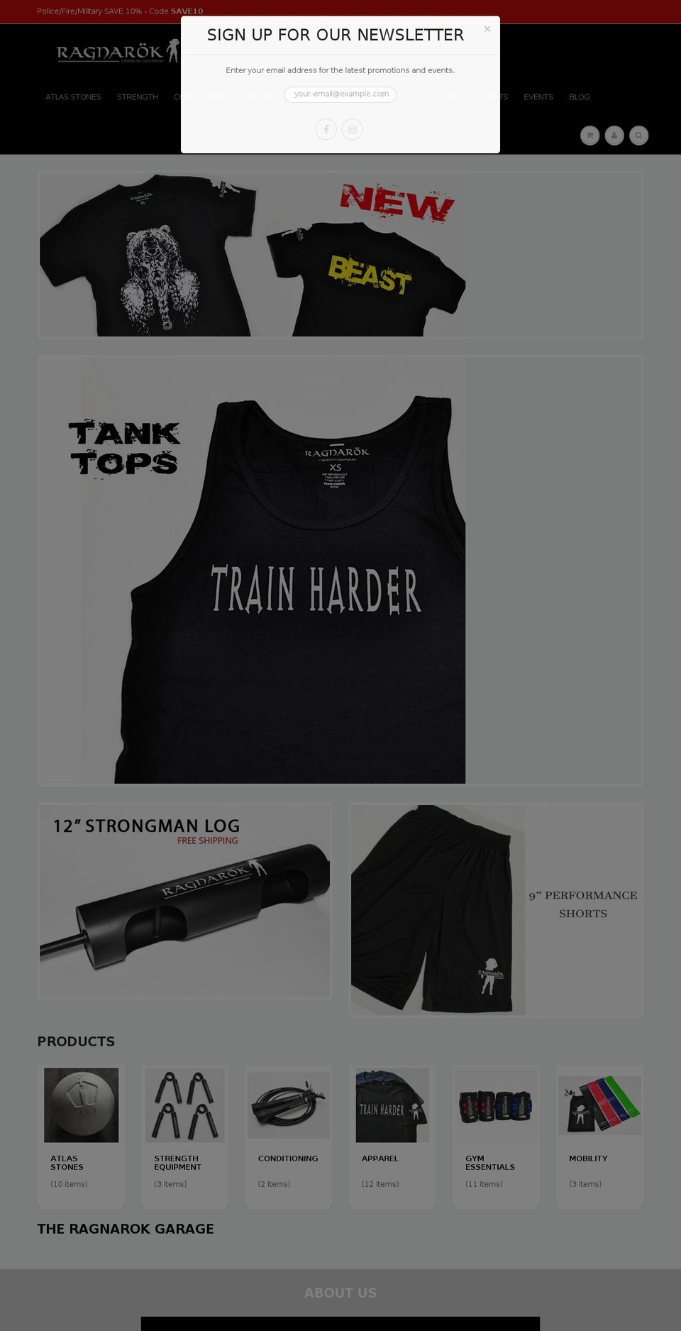 ragnarokstrengthequipment.com — Shopify storefront screenshot