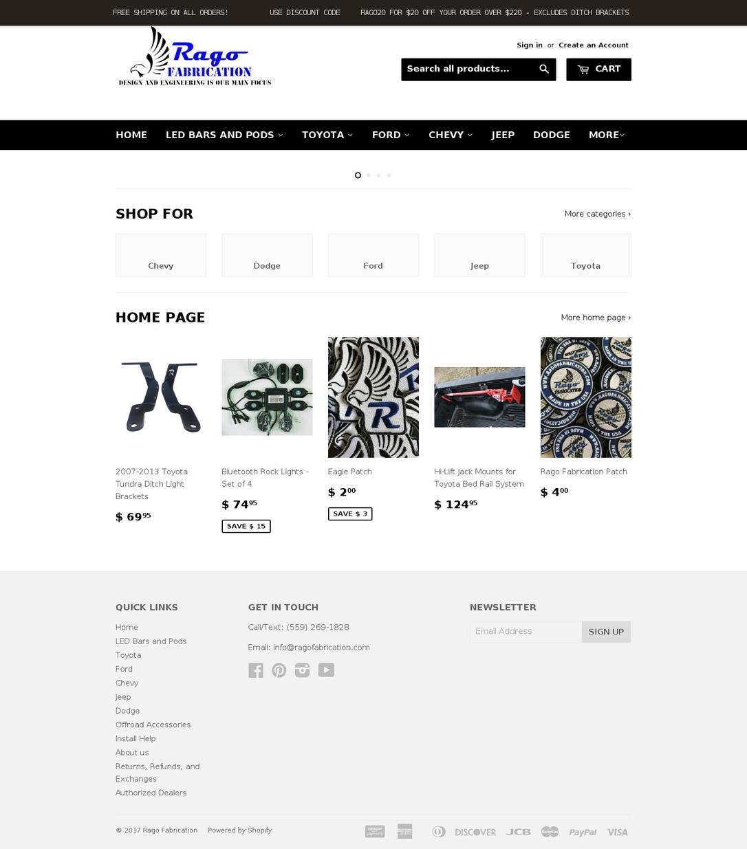 ragofabrication.com shopify website screenshot