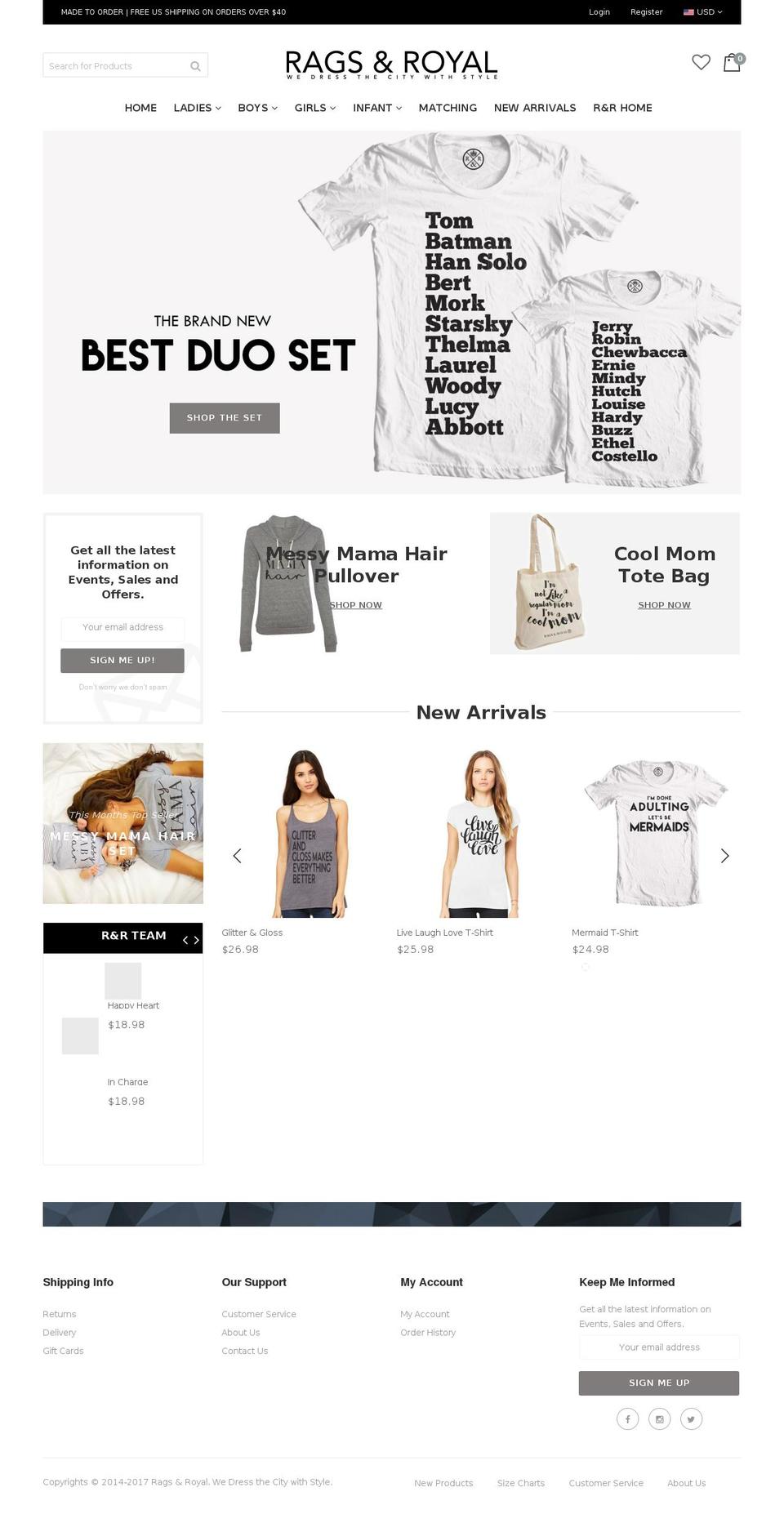 ragsandroyal.net shopify website screenshot