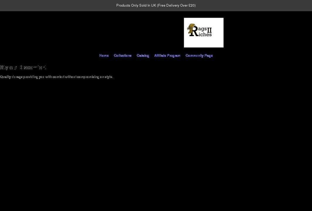 ragsiiriches.com shopify website screenshot