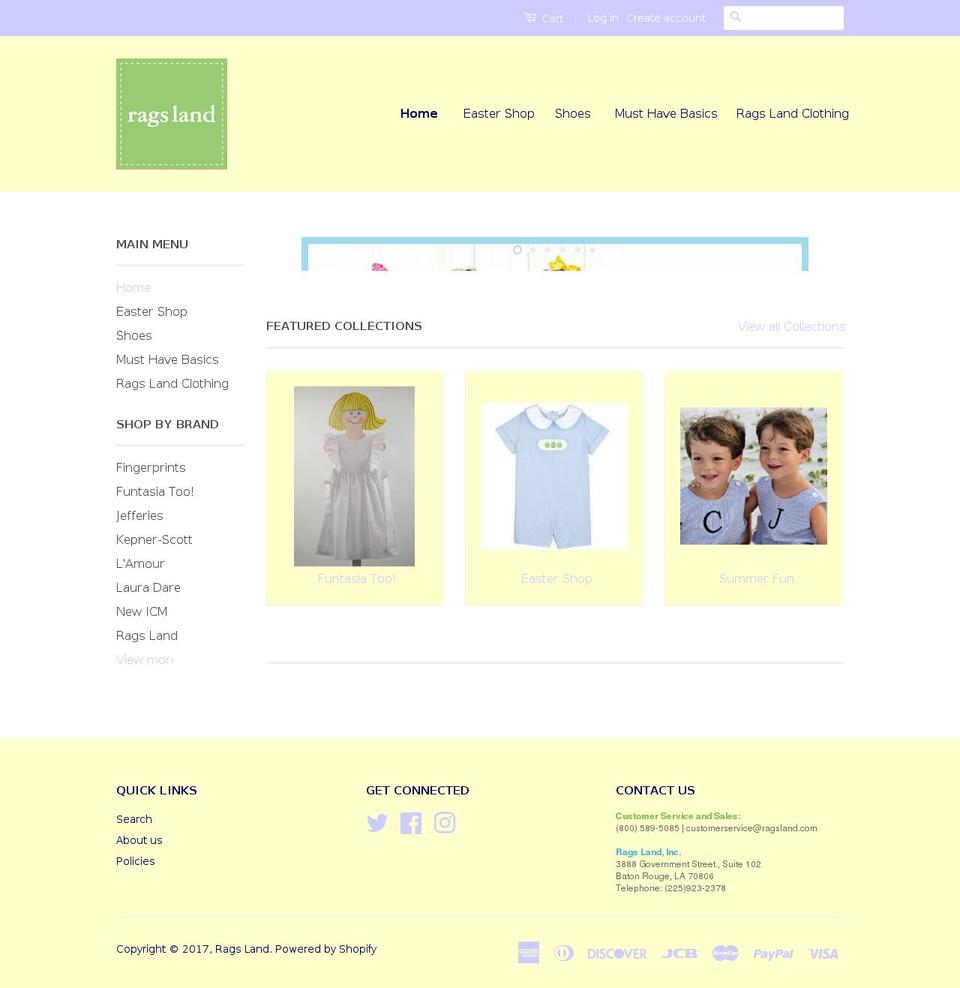 ragsland.com shopify website screenshot
