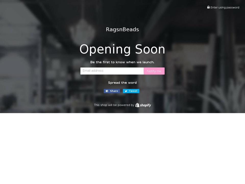ragsnbeads.com — Shopify storefront screenshot