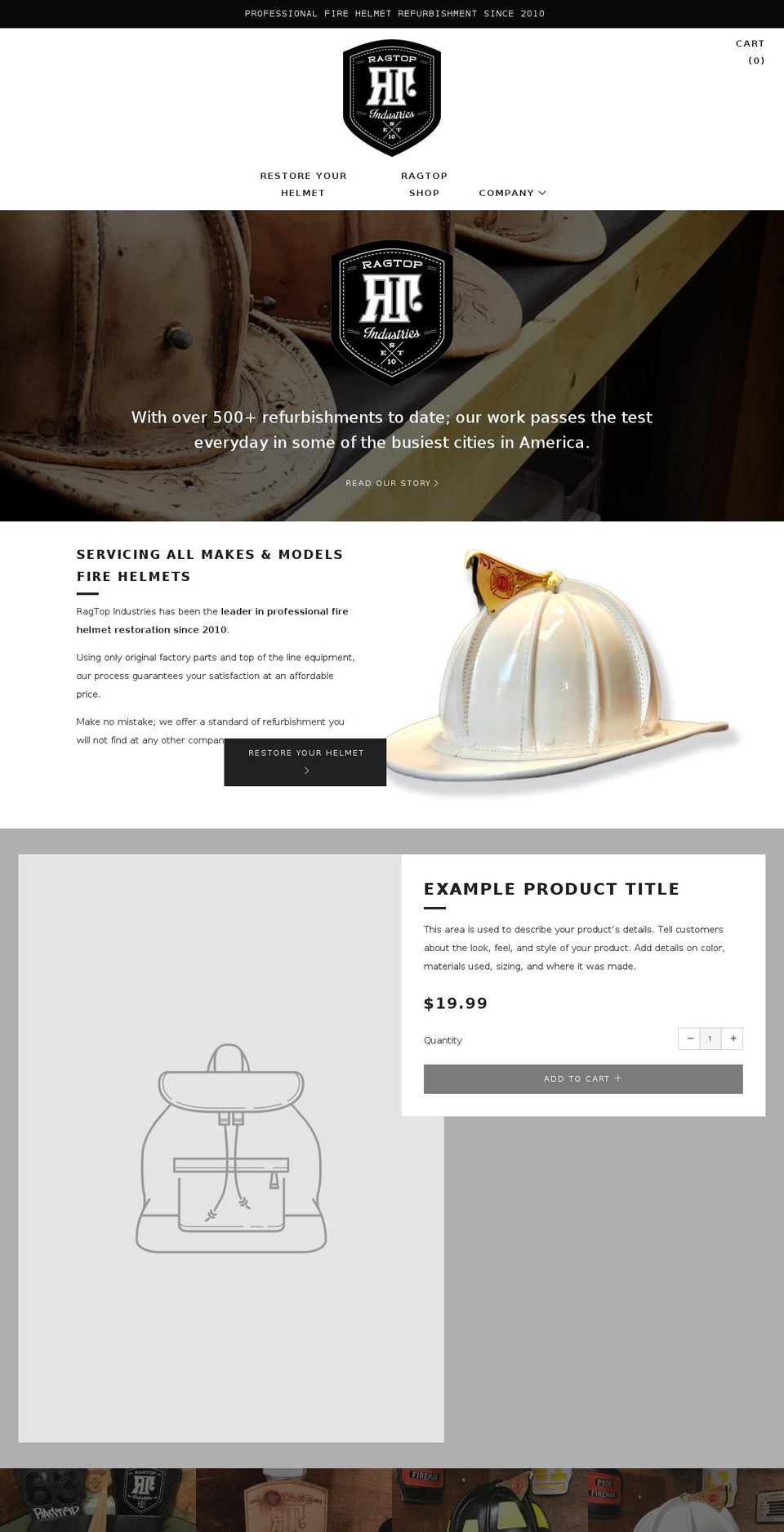 Ragtop Shop Shopify theme site example ragtopfire.com