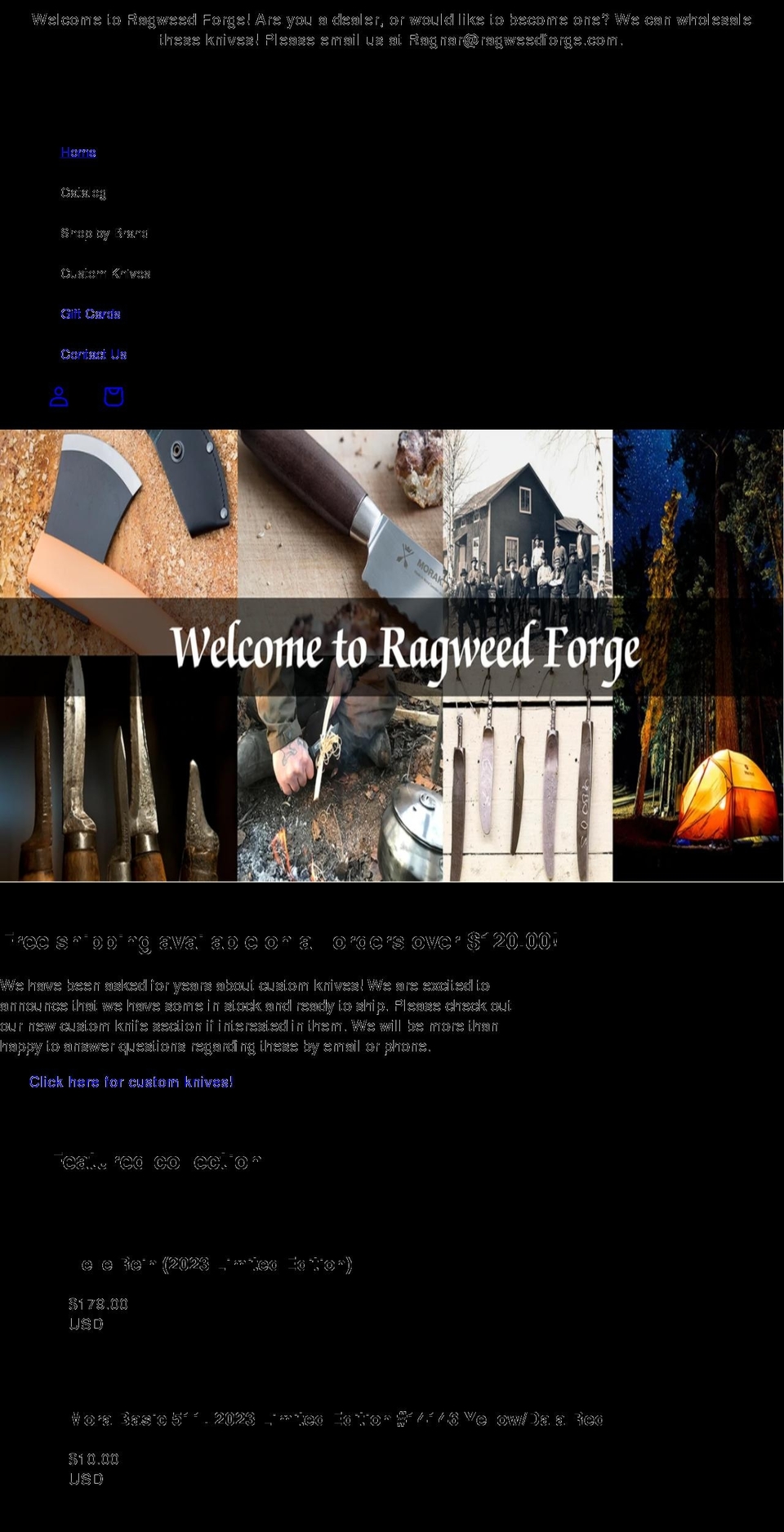 ragweedforgestore.com shopify website screenshot