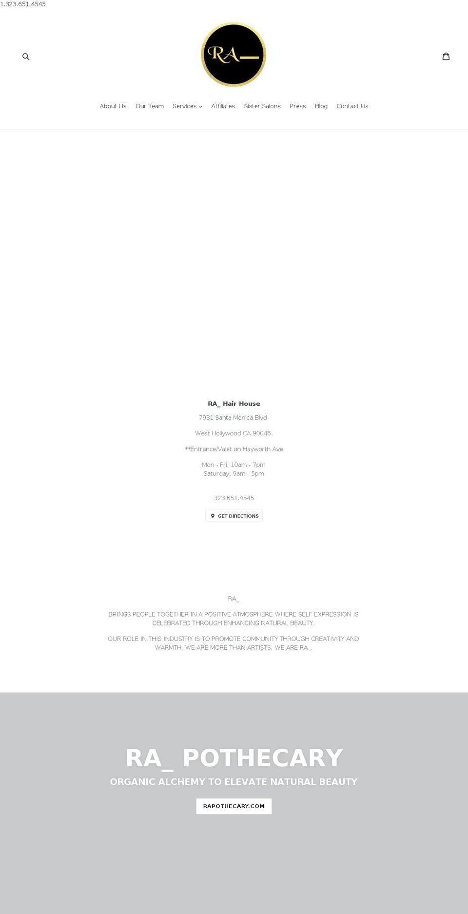 rahairhouse.com — Shopify storefront screenshot