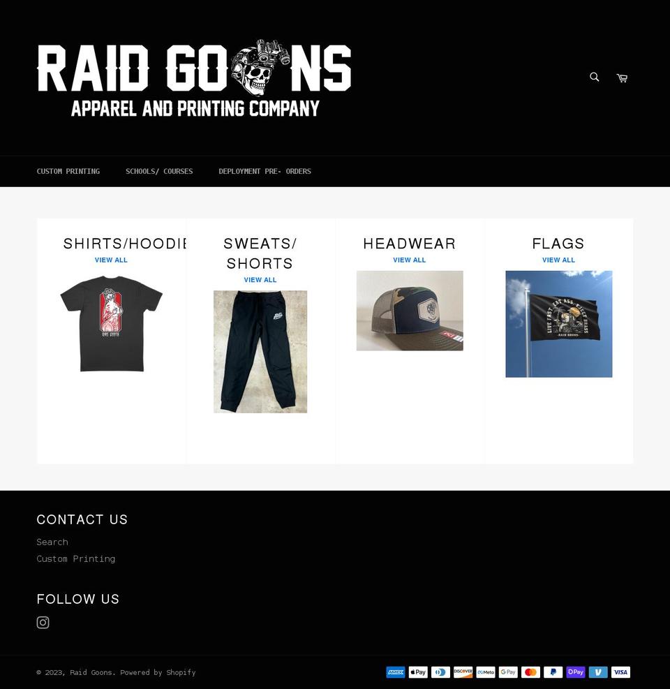 raidgoons.com shopify website screenshot