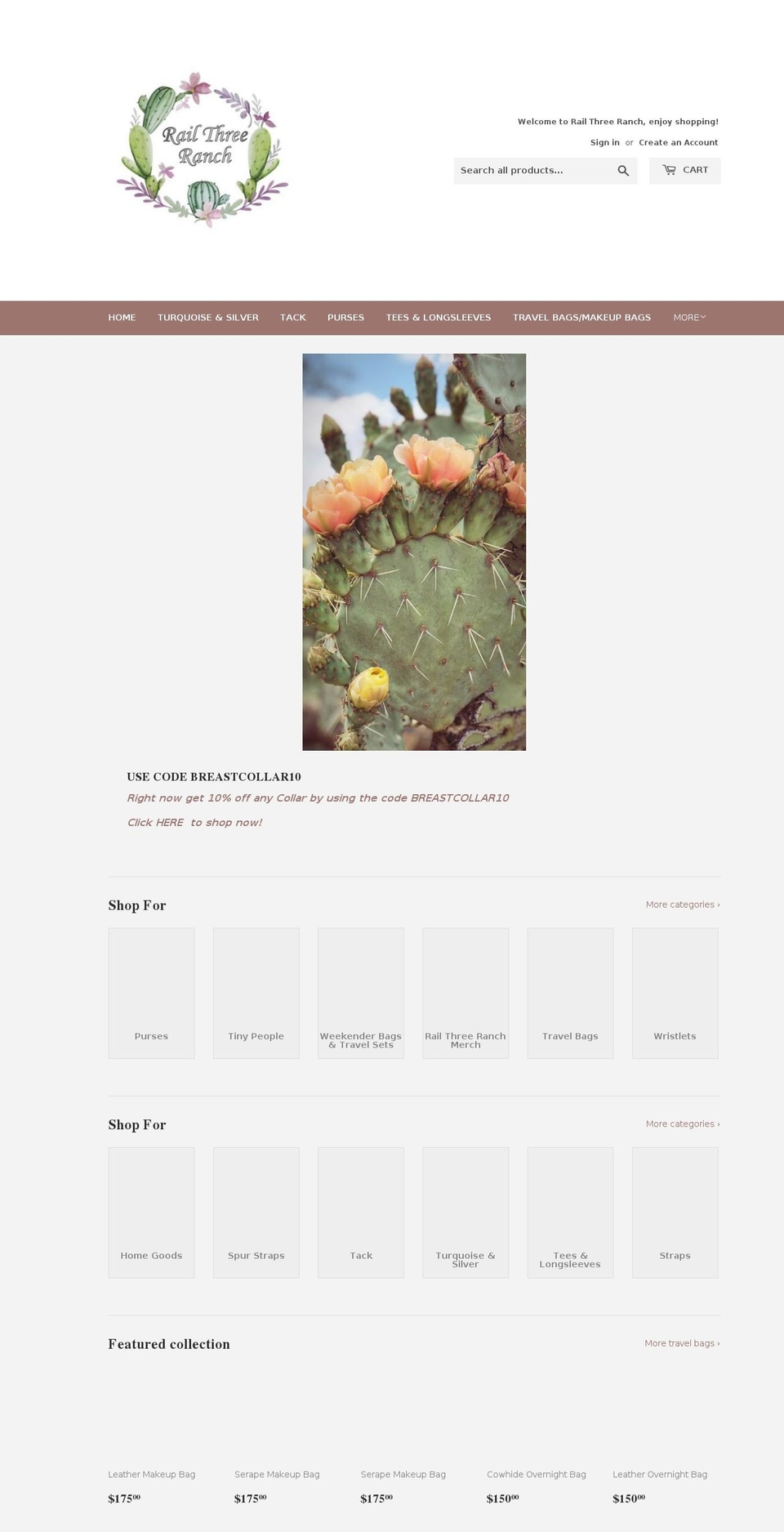 railthreeranch.com shopify website screenshot