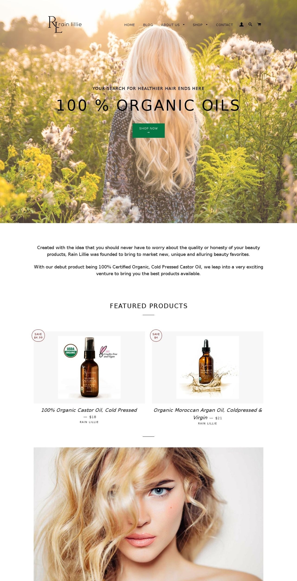 rain-lillie.com — Shopify storefront screenshot