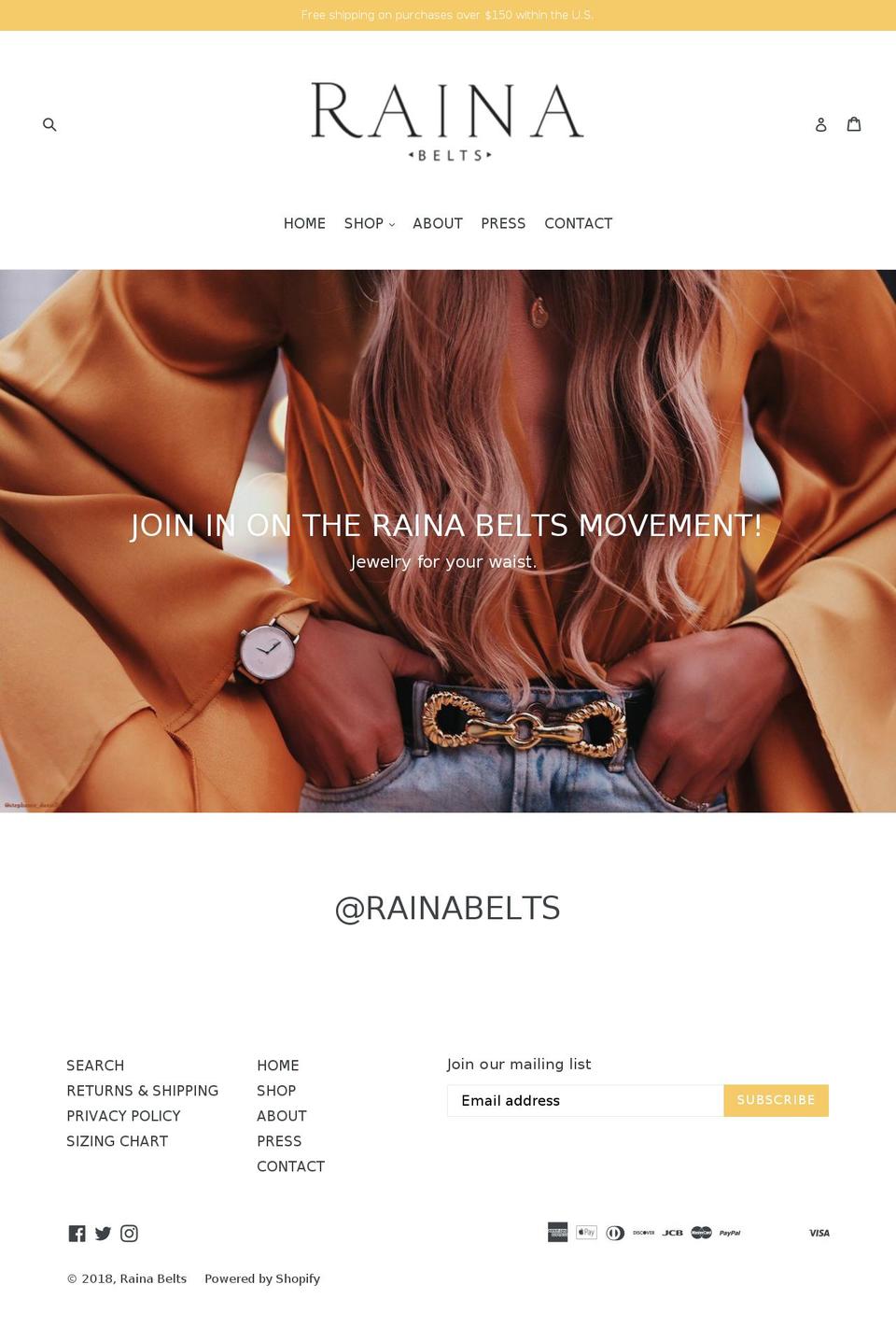 rainabelts.com shopify website screenshot