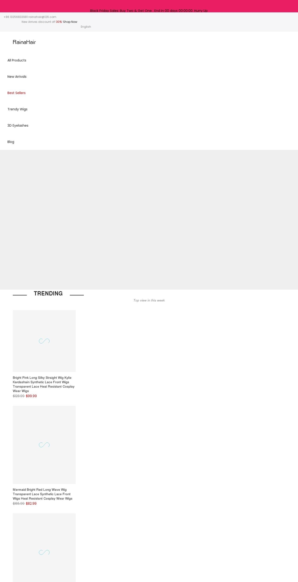 rainahair.com shopify website screenshot