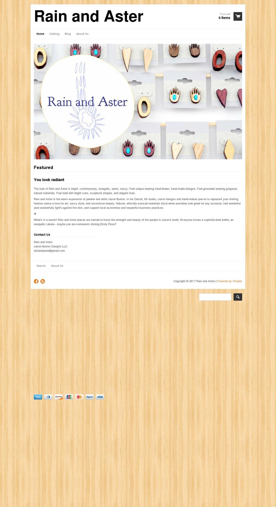rainandaster.com shopify website screenshot
