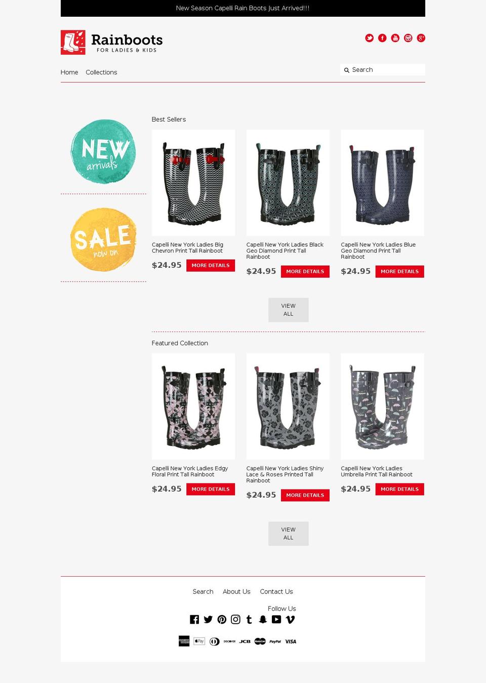 rainboots.co shopify website screenshot