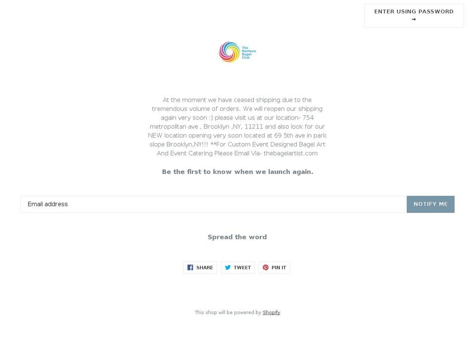 rainbowbagelclub.com shopify website screenshot