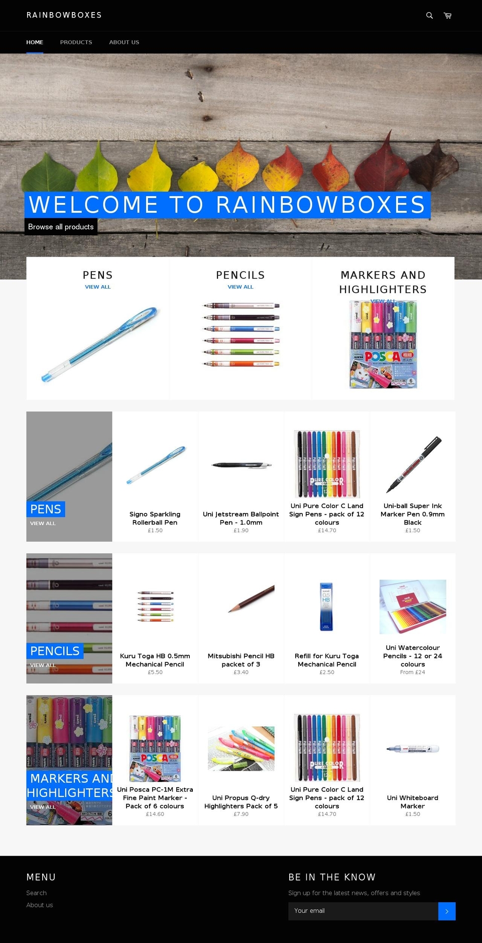 rainbowboxes.com shopify website screenshot