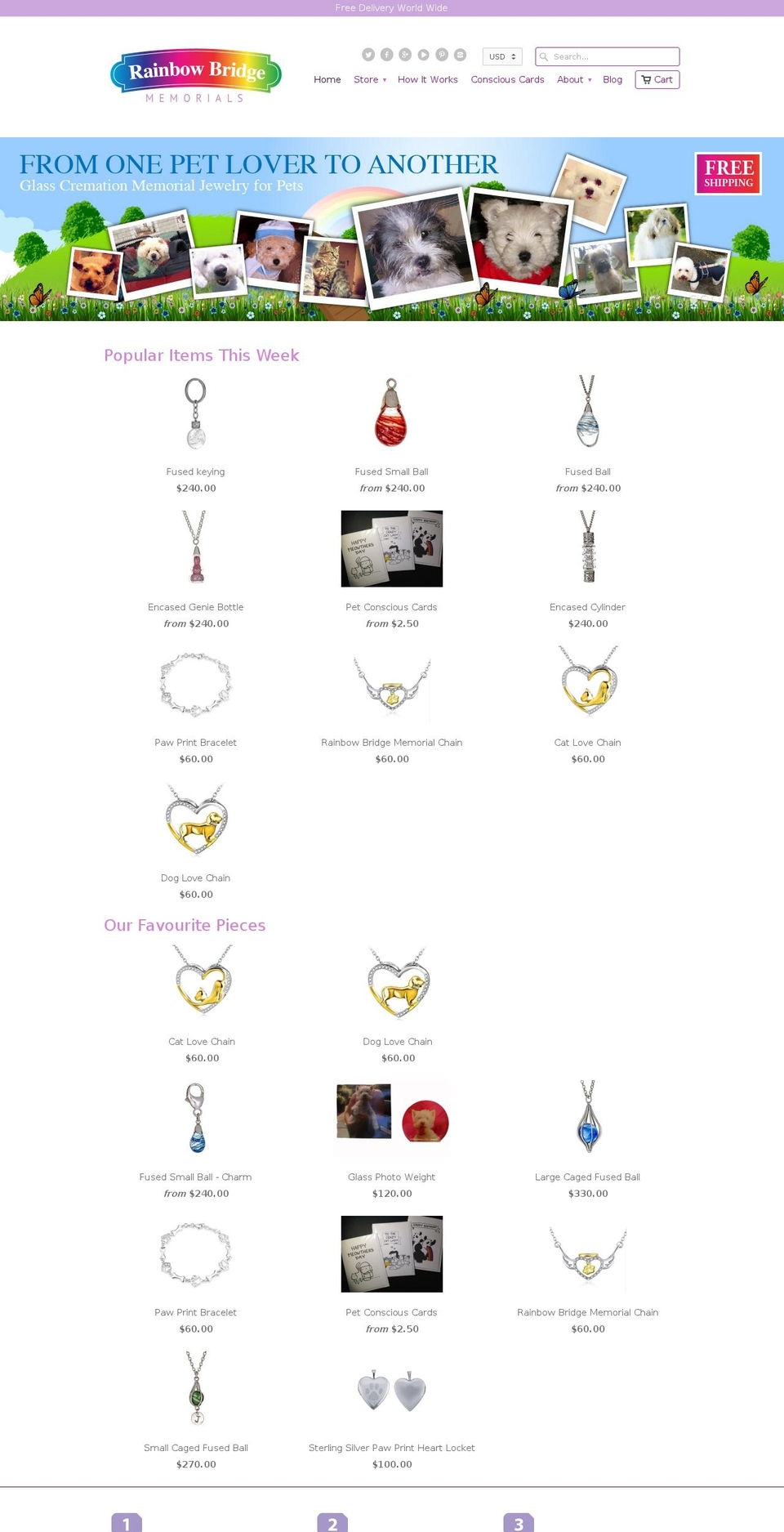 rainbowbridge-memorials.com shopify website screenshot