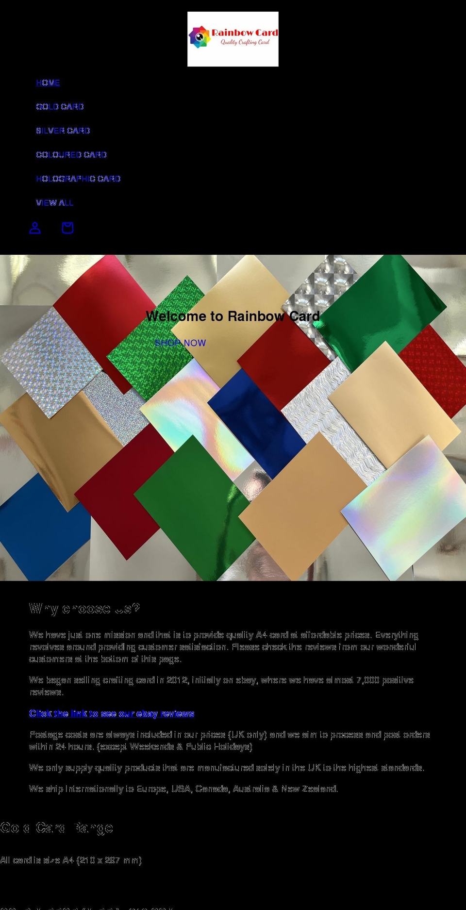 rainbowcard.shop shopify website screenshot