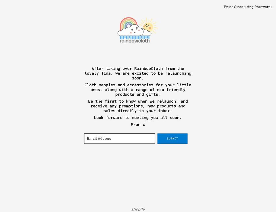 rainbowcloth.co.uk shopify website screenshot