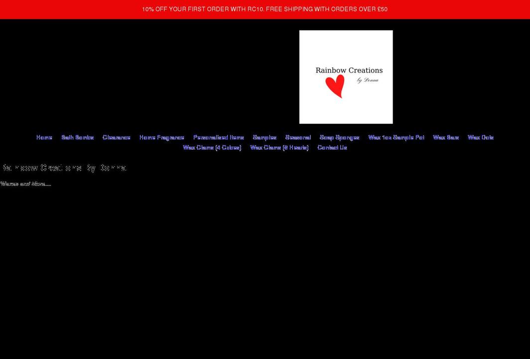 rainbowcreationsbydonna.co.uk shopify website screenshot