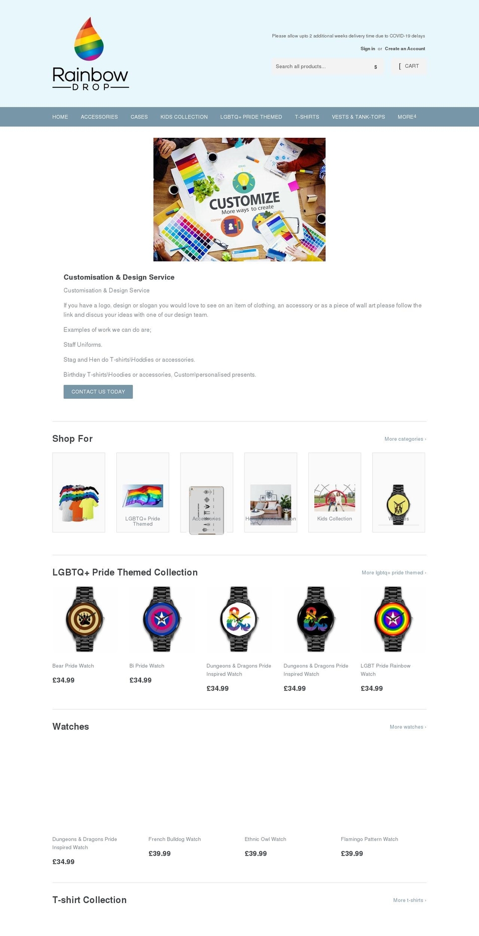 rainbowdrop.uk shopify website screenshot