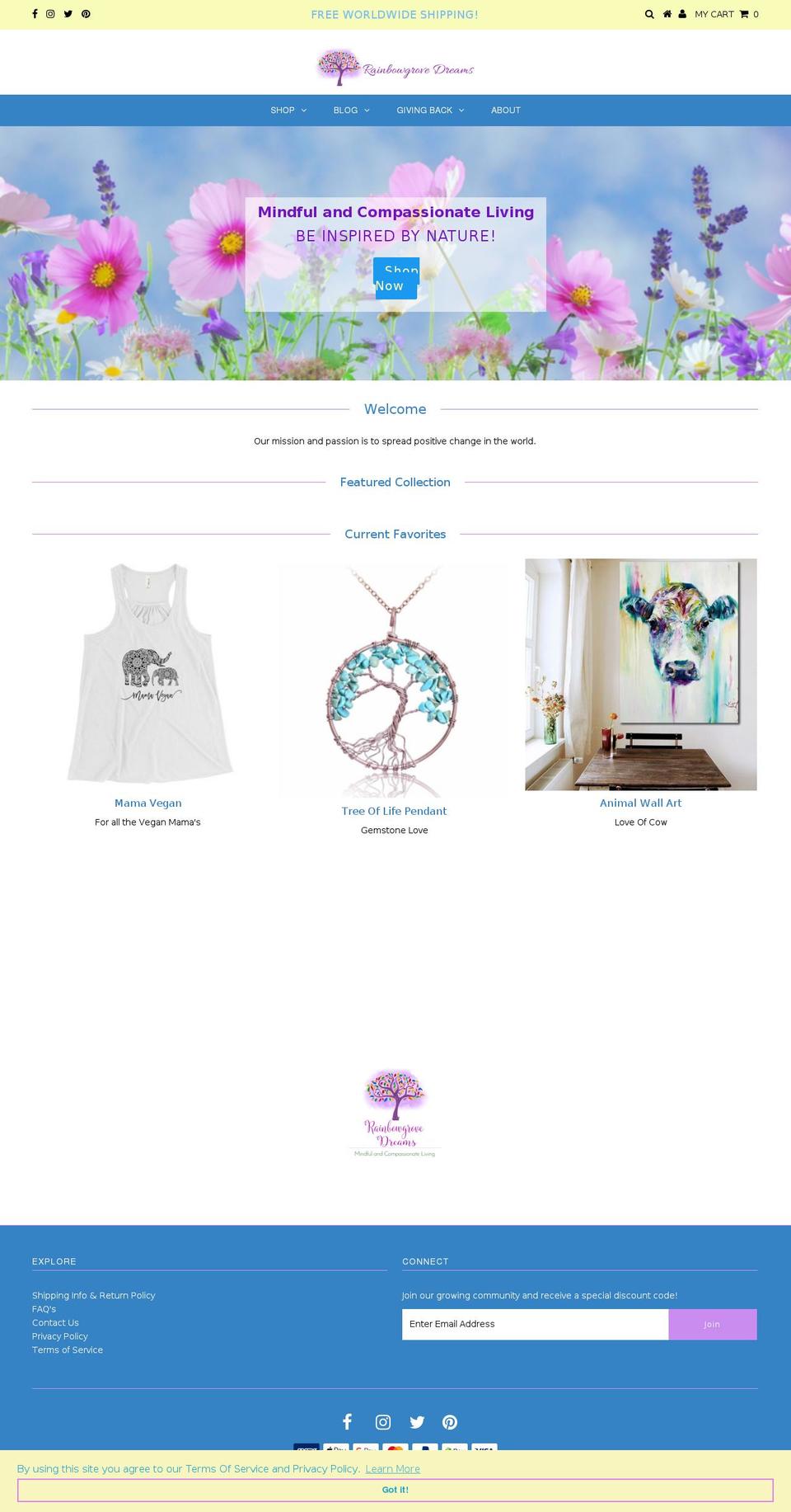 rainbowgrovedreams.com — Shopify storefront screenshot