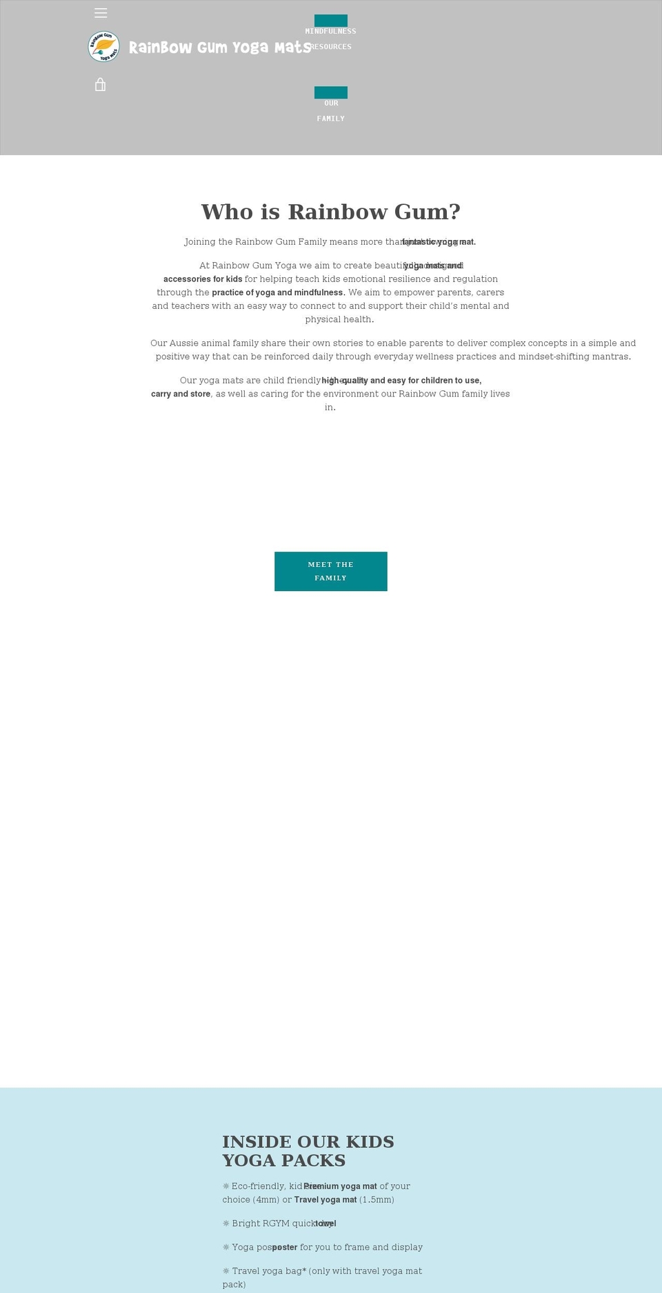 rainbowgumyogamats.com shopify website screenshot