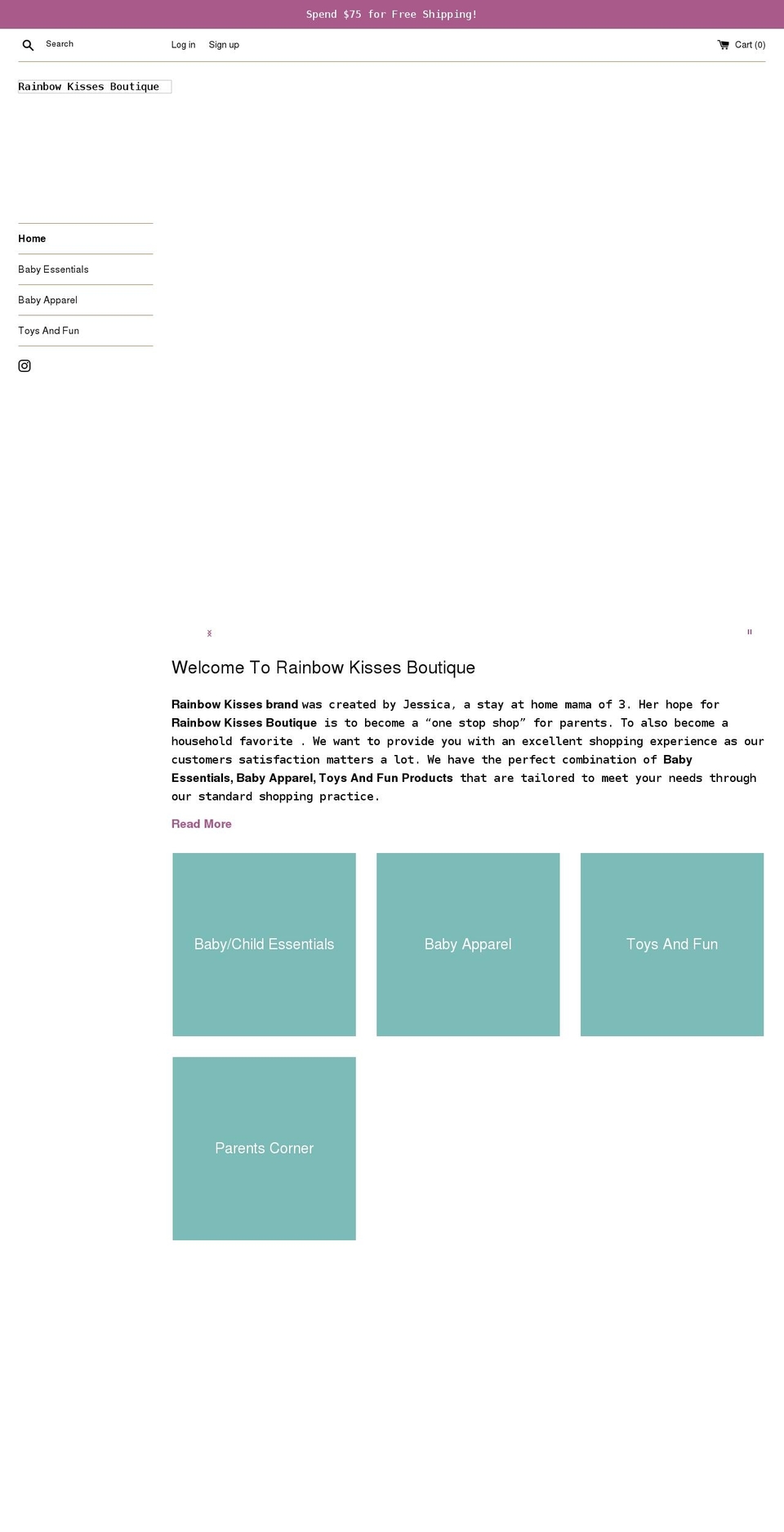 rainbowkissesboutique.com shopify website screenshot