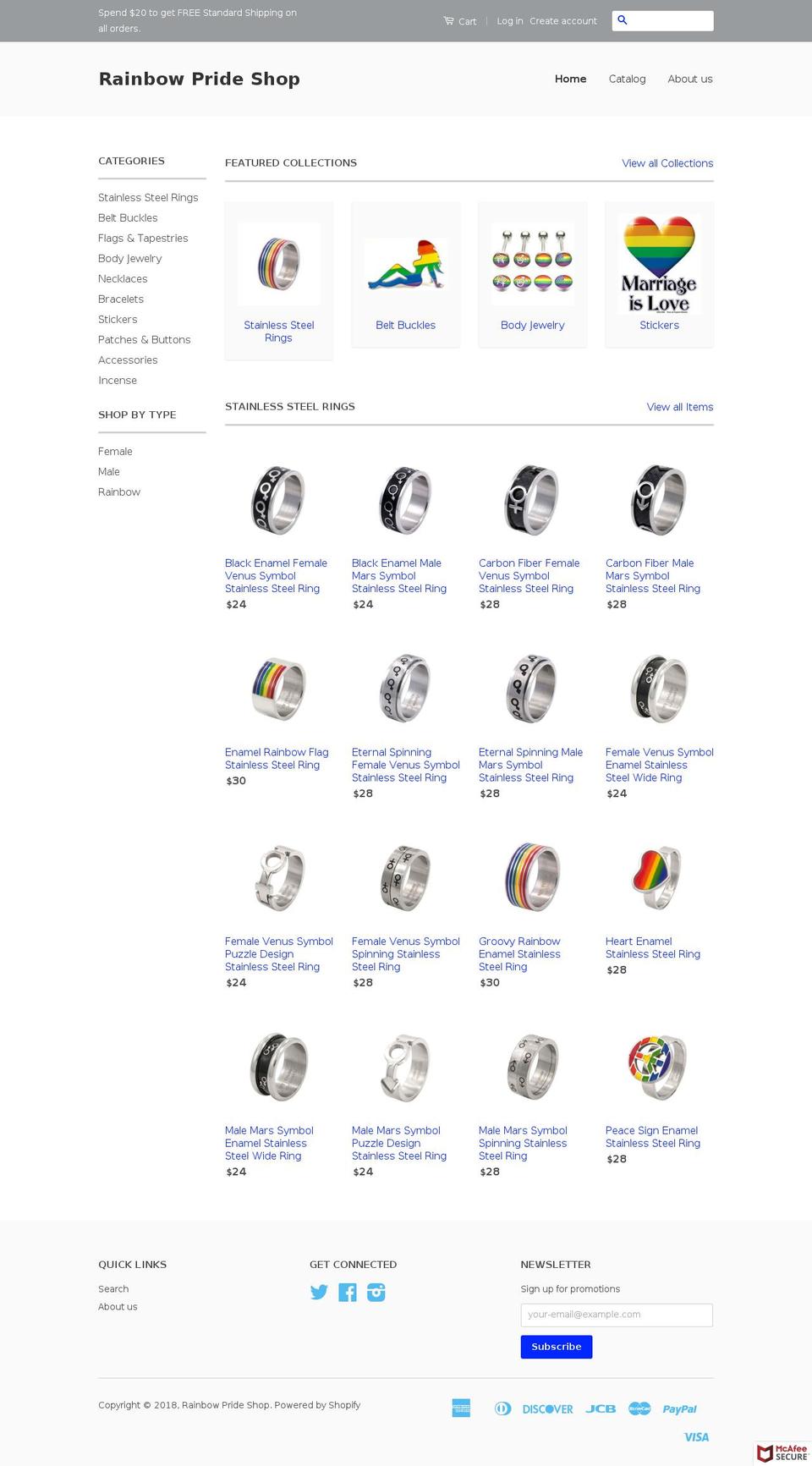 rainbowprideshop.com — Shopify storefront screenshot
