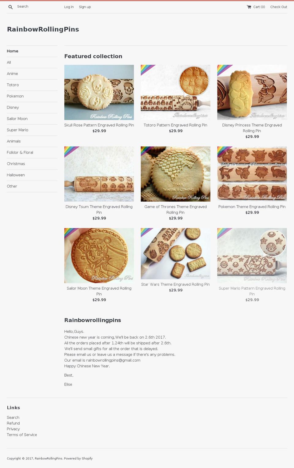 rainbowrollingpin.com shopify website screenshot