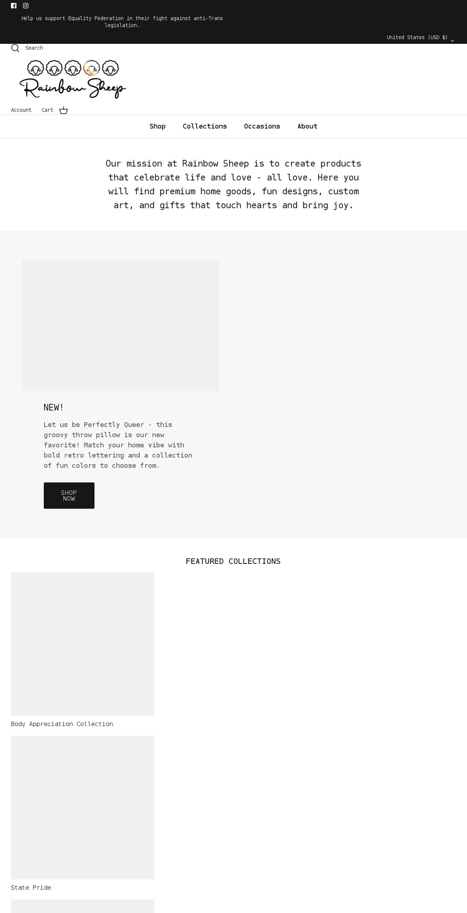 rainbowsheep.com shopify website screenshot