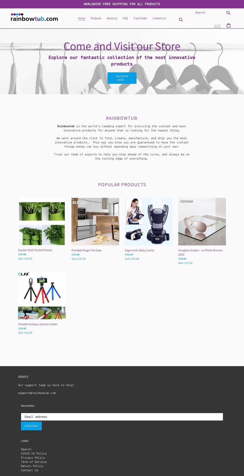 rainbowtub.com shopify website screenshot