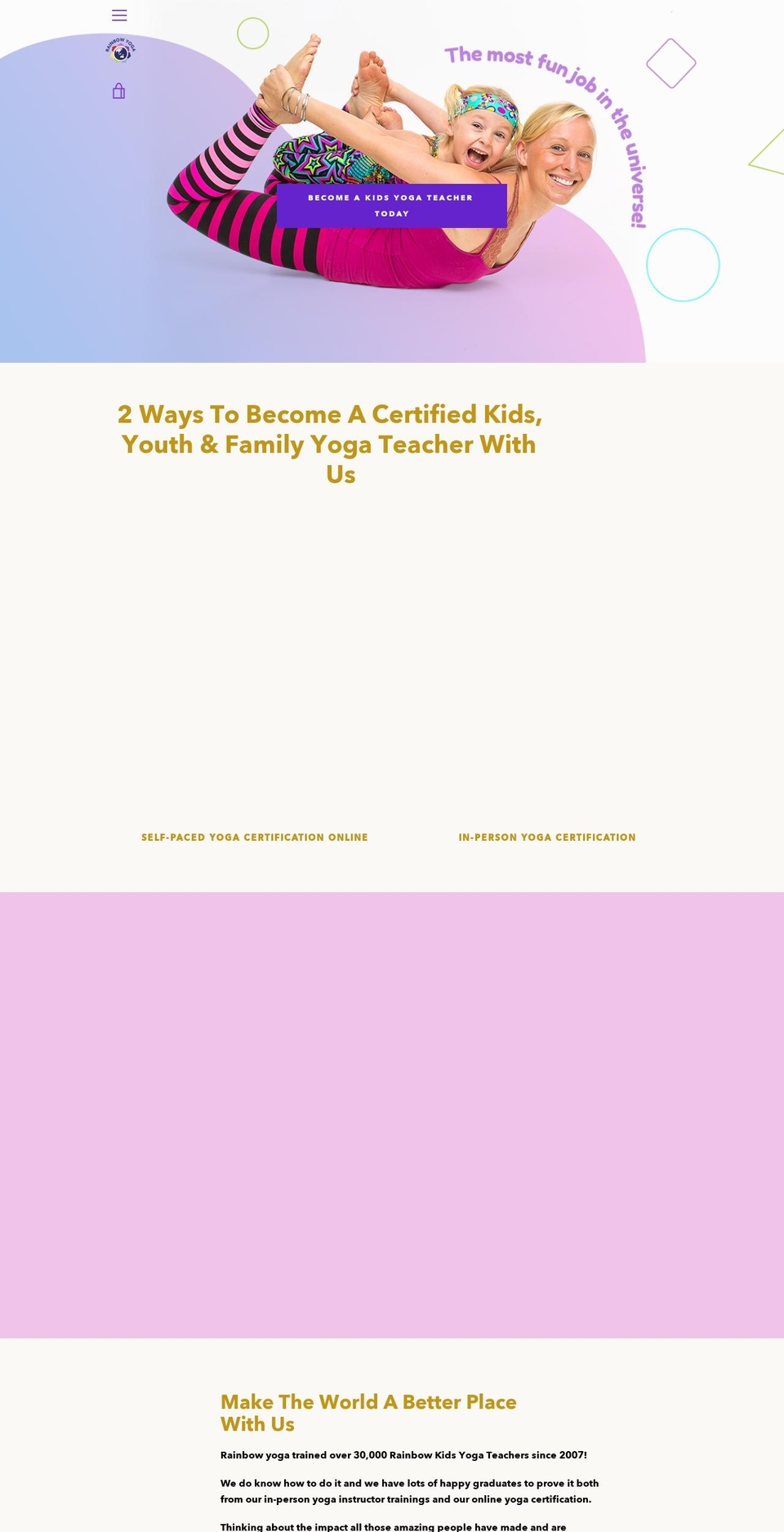 rainbowyogatraining.com shopify website screenshot