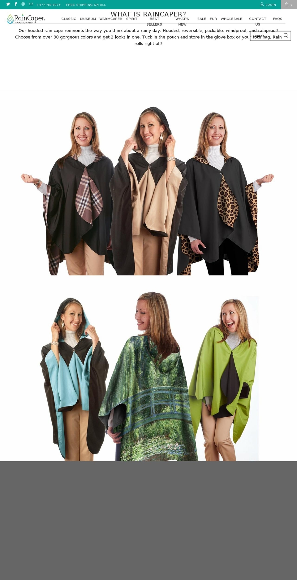 raincaper.com shopify website screenshot