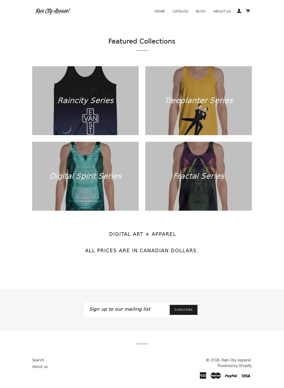 raincityapparel.com — Shopify storefront screenshot