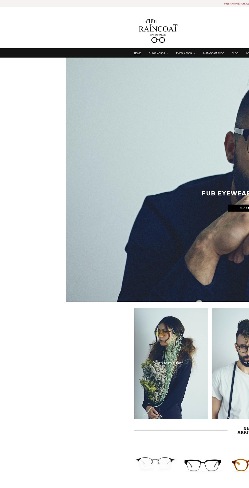 raincoatoptical.com shopify website screenshot