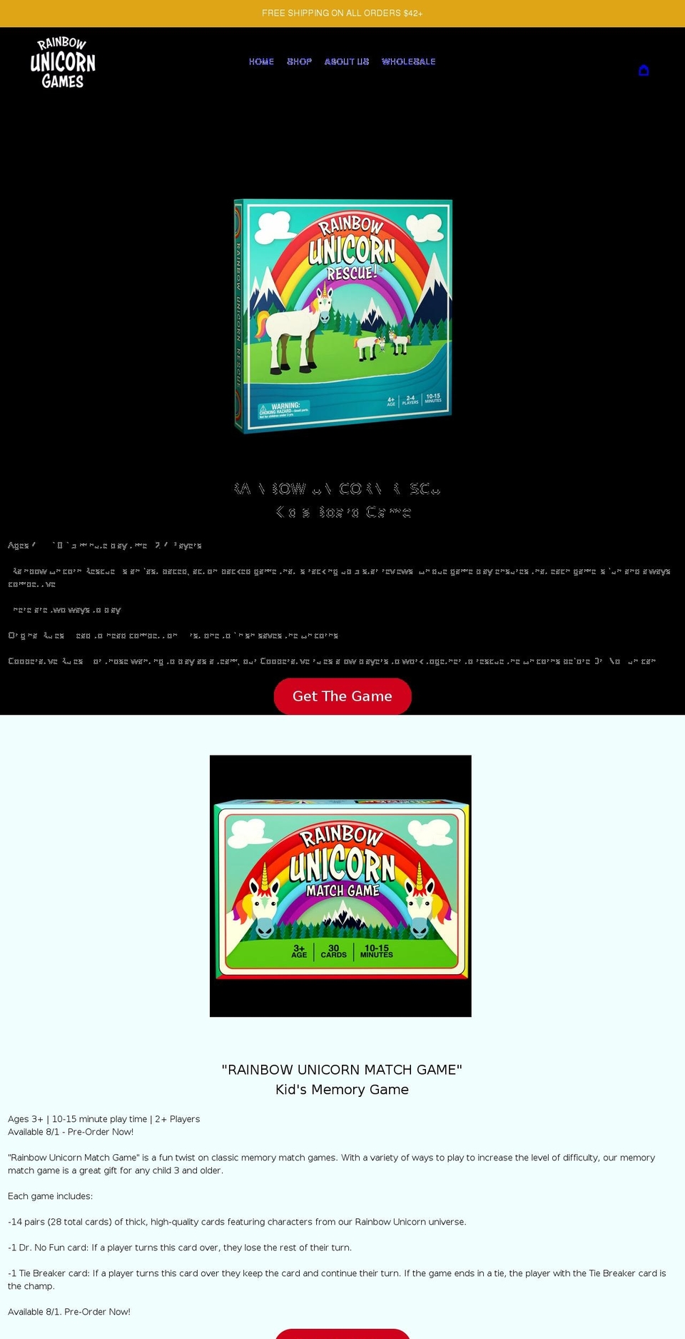 raincorngames.com shopify website screenshot