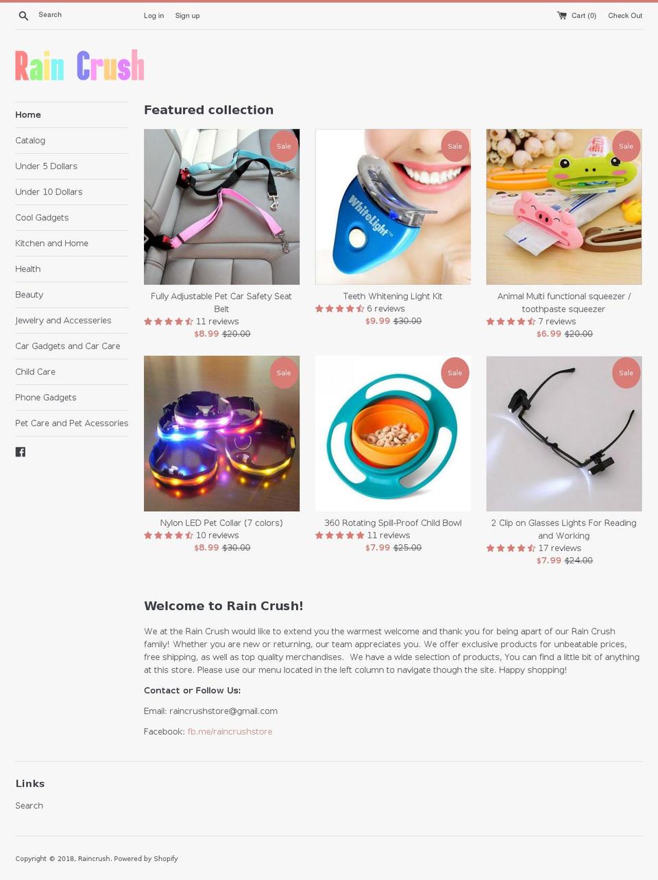 raincrush.com — Shopify storefront screenshot