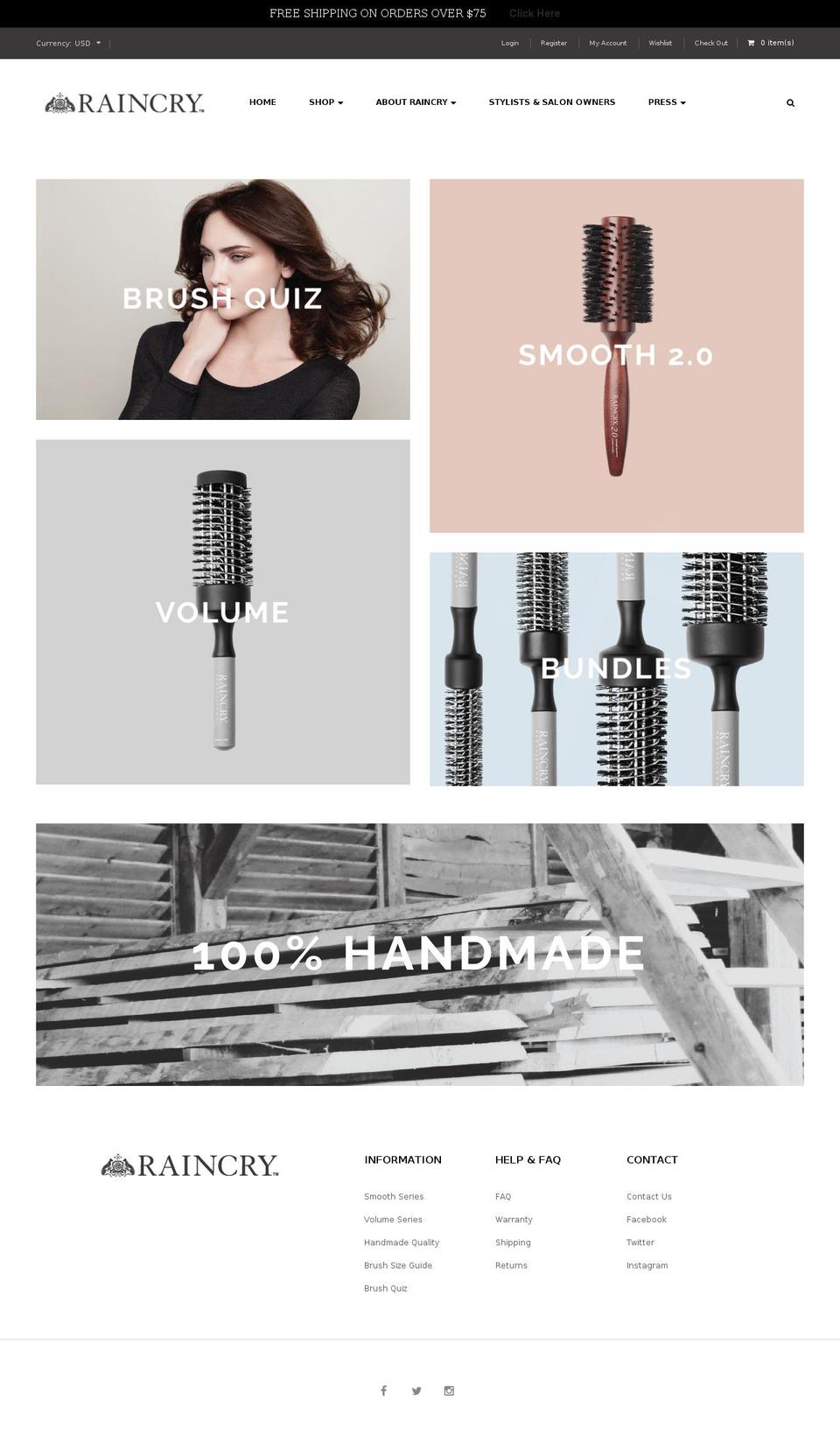 raincry.com shopify website screenshot