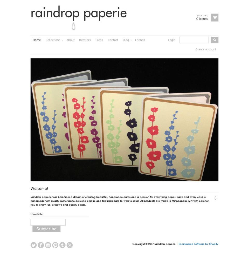 raindroppaperie.com shopify website screenshot