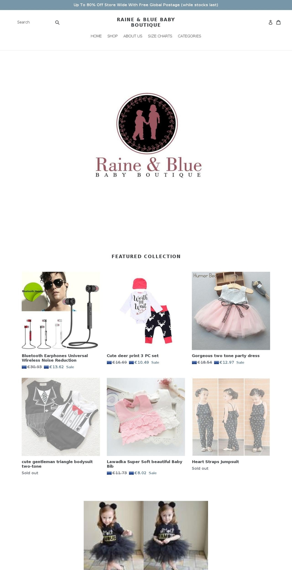 rainebluebabyboutique.com shopify website screenshot