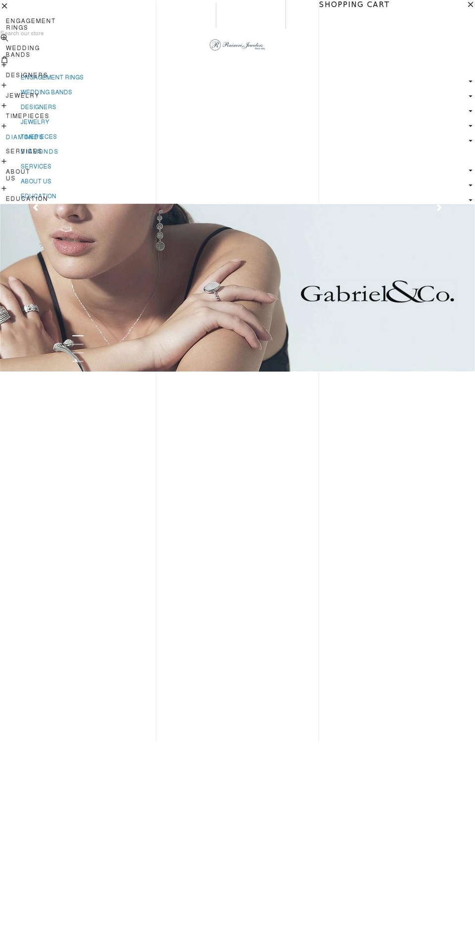 rainerijewelers.com shopify website screenshot