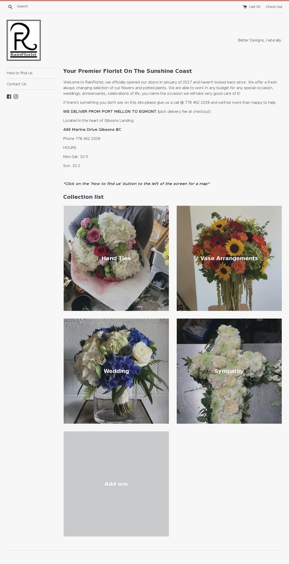 rainflorist.ca shopify website screenshot