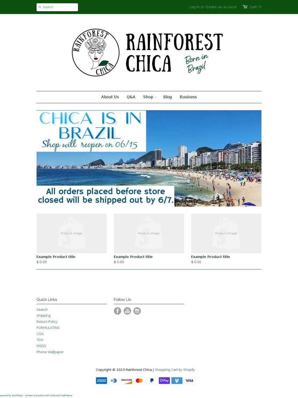 rainforest-chica.myshopify.com shopify website screenshot