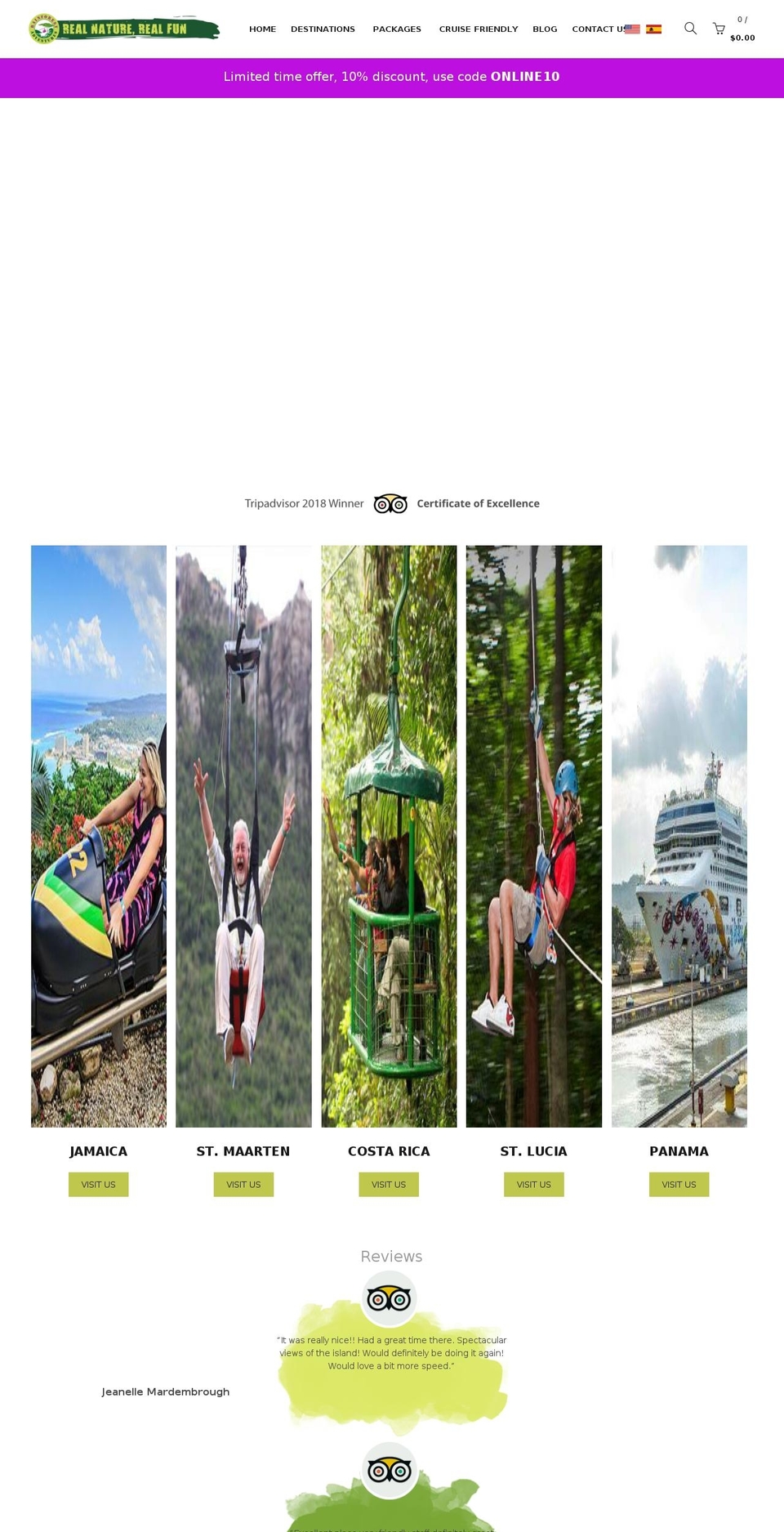 rainforestadventure.com shopify website screenshot
