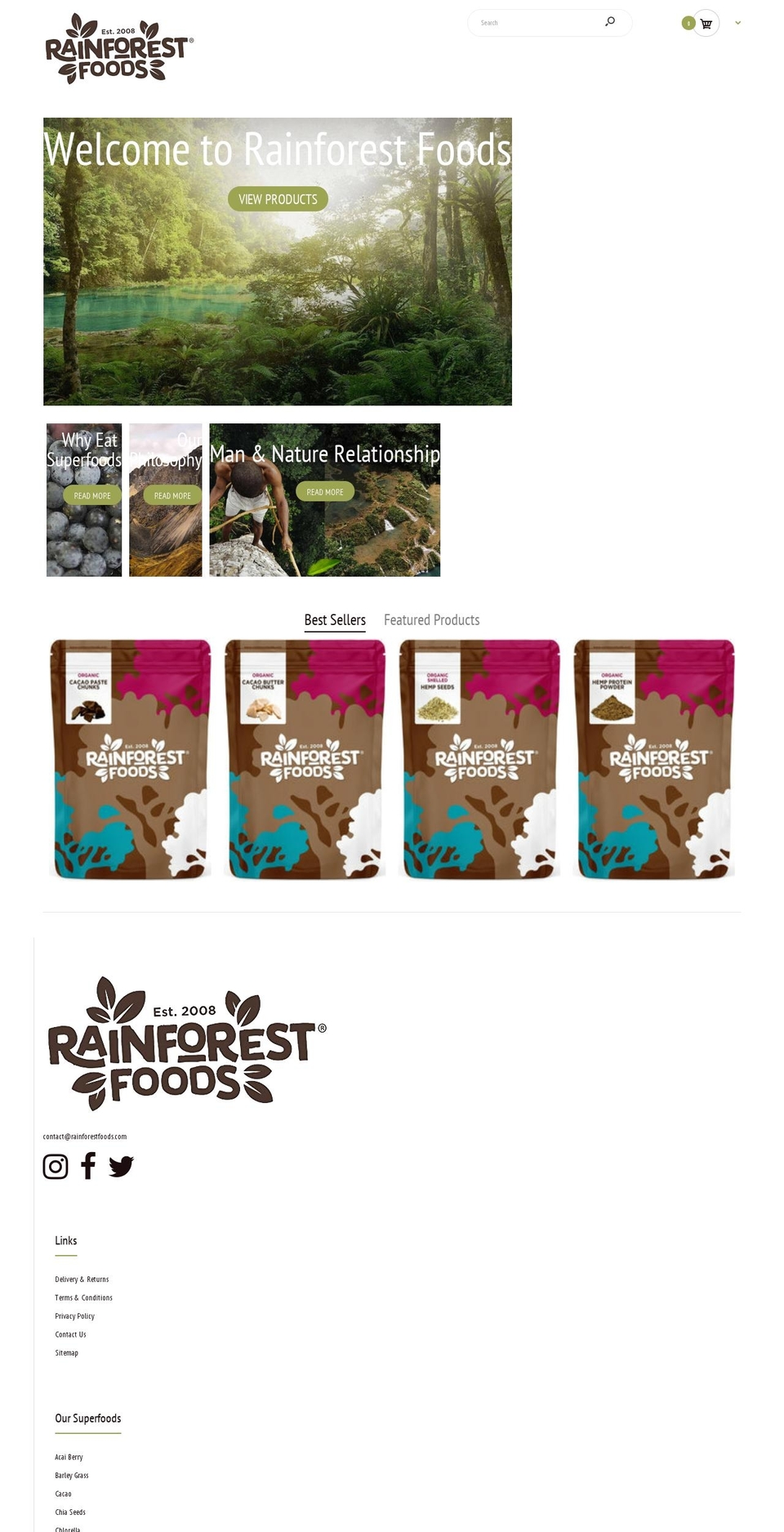 rainforestfoods.com shopify website screenshot
