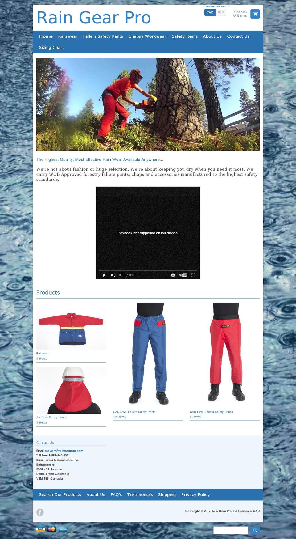 raingearpro.com shopify website screenshot